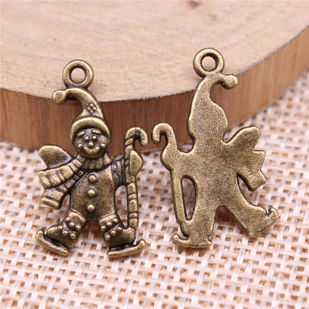 23x13mm 1.3g Multicolor Zinc Alloy Snowman Charm Pendant for DIY Christmas Jewelry Making
