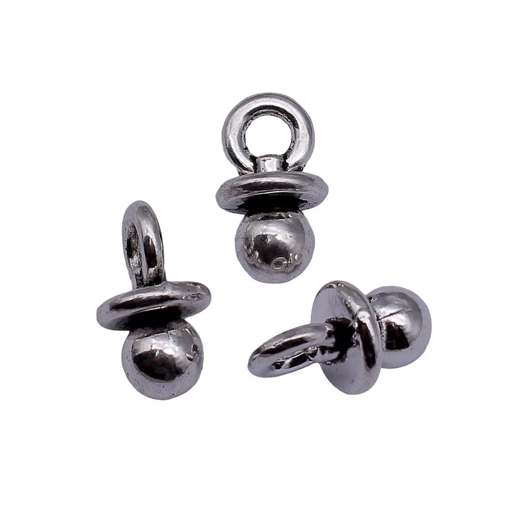 21x12x12mm 4.6g Antique Silver Zinc Alloy 3D Baby Pacifier Charm Pendant for DIY Jewelry Making