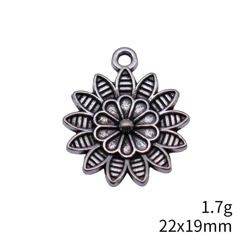 22x19mm 1.7g Antique Silver Zinc Alloy Flower Charm Pendant for DIY Necklace Bracelet Jewelry Making