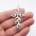 65x35mm 6.5g Antique Silver Zinc Alloy Flame Cross Charm Pendant for DIY Necklace Jewelry Making