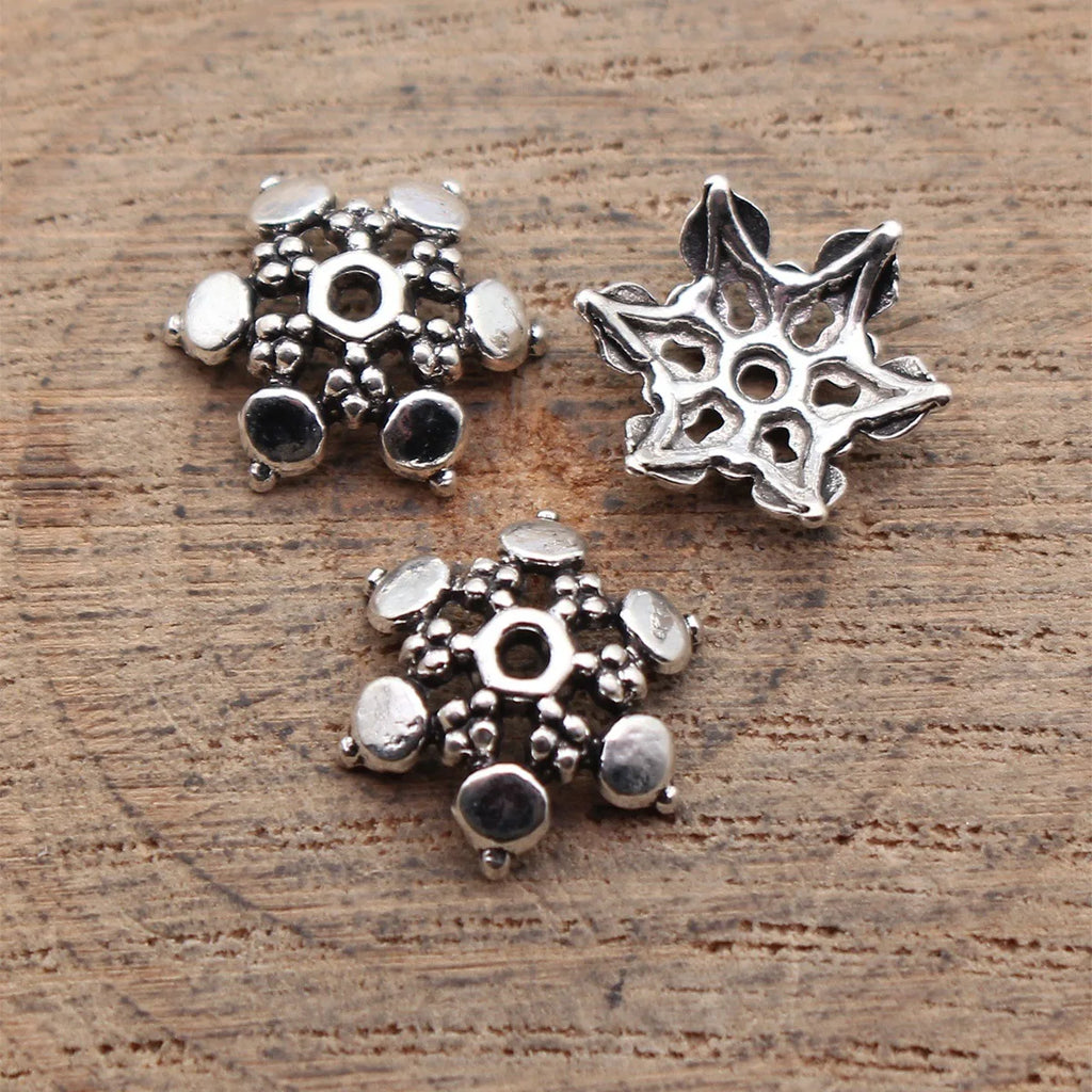 13x11x3.7mm 0.41g Antique Silver Tone Zinc Alloy Leaf Flower Bead Caps for DIY Bracelet Jewelry Making