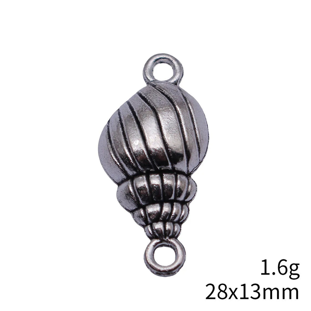 28x13mm 1.6g Antique Silver Zinc Alloy Conch Shell Connector Charm for DIY Bracelet Necklace Making
