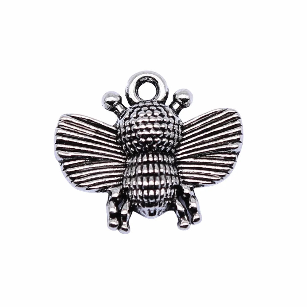16x14mm 1.4g Antique silver zinc alloy Bee charm pendant for nature theme DIY jewelry making