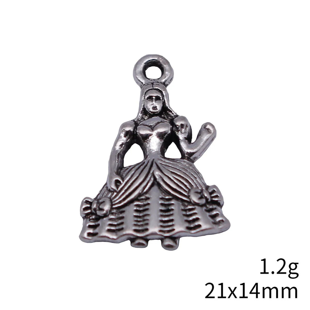 21x14mm 1.2g Multicolor Zinc Alloy Bow Dress Girl Butterfly Charm Pendant for Necklace Bracelet DIY Jewelry