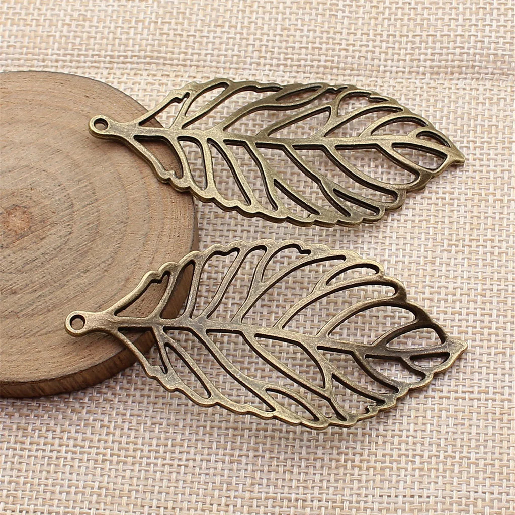 72x36mm 8.8g Multicolor Zinc Alloy Hollow Leaf Charm Pendant for DIY Necklace Bracelet Jewelry Making