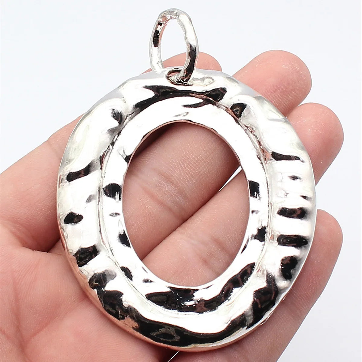 92x67mm 32.4g Antique Silver Zinc Alloy Double Oval Ring Charm Pendant for Statement Necklace Making