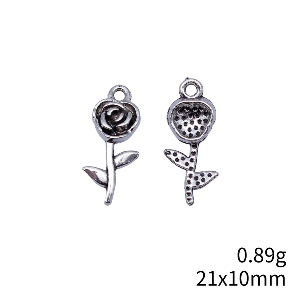 21x10mm 0.89g Antique Silver Zinc Alloy Flower charm pendant for DIY necklace bracelet jewelry making