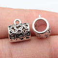 13.6x13x10mm 2.7g Antique Silver Zinc Alloy Hollow Flower Large Hole Three Way Bail Bead for DIY Jewelry