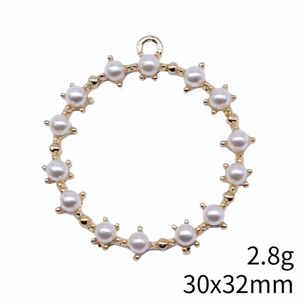 30x32mm 2.8g KC Gold Zinc Alloy Round Ring Charm Pendant for DIY Necklace Earrings Jewelry