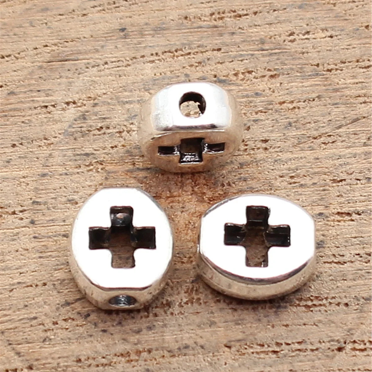 8.3x7.5x3.7mm 0.78g Multicolor Zinc Alloy Hollow Cross Oval Flat Spacer Beads for DIY Bracelet Jewelry Making