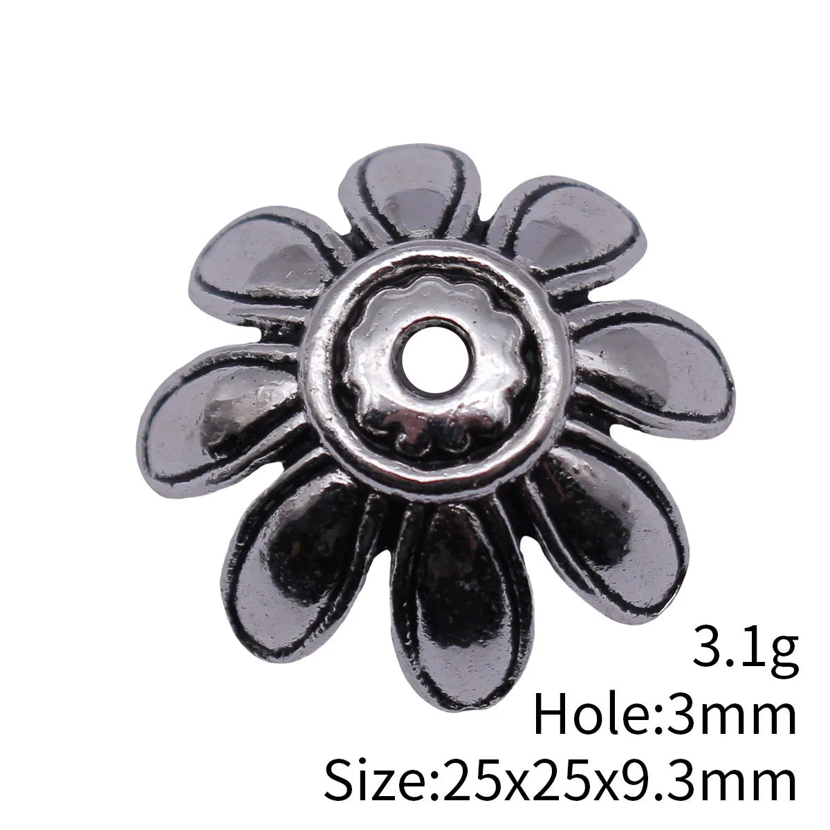 25x25x9.3mm 3.1g Antique Silver Zinc Alloy Flower Bead Caps Jewelry Findings for DIY Beadwork