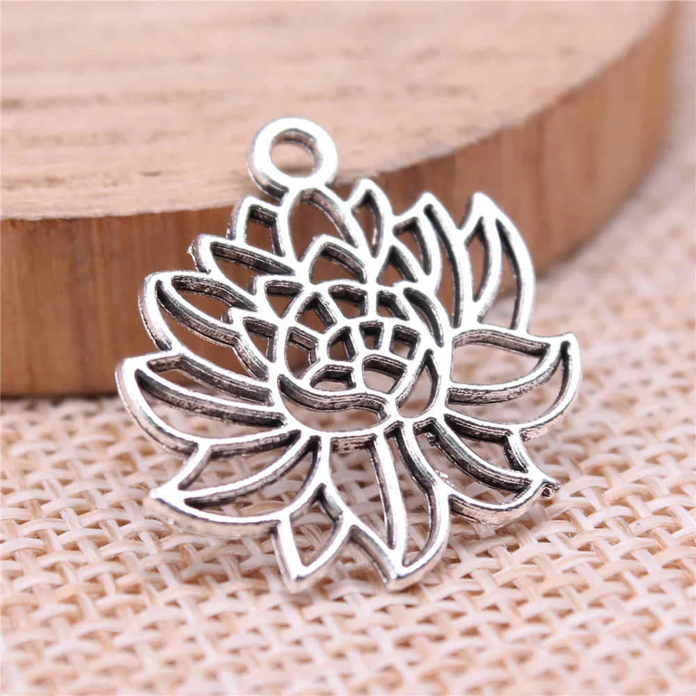 22x20mm 1.2g Multicolor Zinc Alloy Lotus Charm Pendant for DIY Necklace Bracelet Jewelry Making