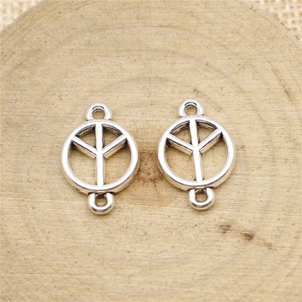 18x12mm 1.2g Multi Color Zinc Alloy Peace Sign Connector Charm for DIY Bracelet Jewelry Making