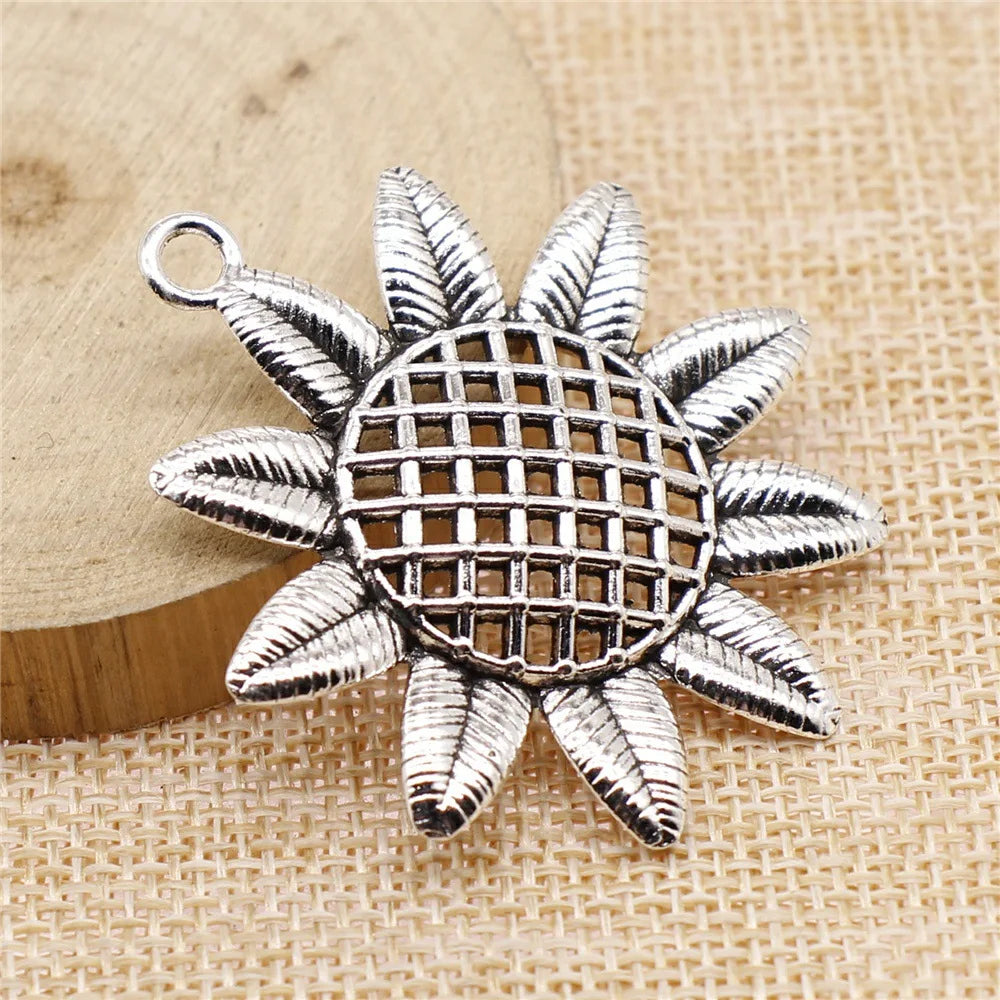 49x43mm 7.9g Multicolor Zinc Alloy Sunflower Charm Pendant for DIY Necklace Bracelet Jewelry Making