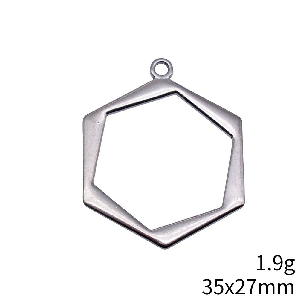 35x27mm 1.9g Multicolor Zinc Alloy Hollow Geometric Hexagon Charm Pendant for DIY Necklace Jewelry