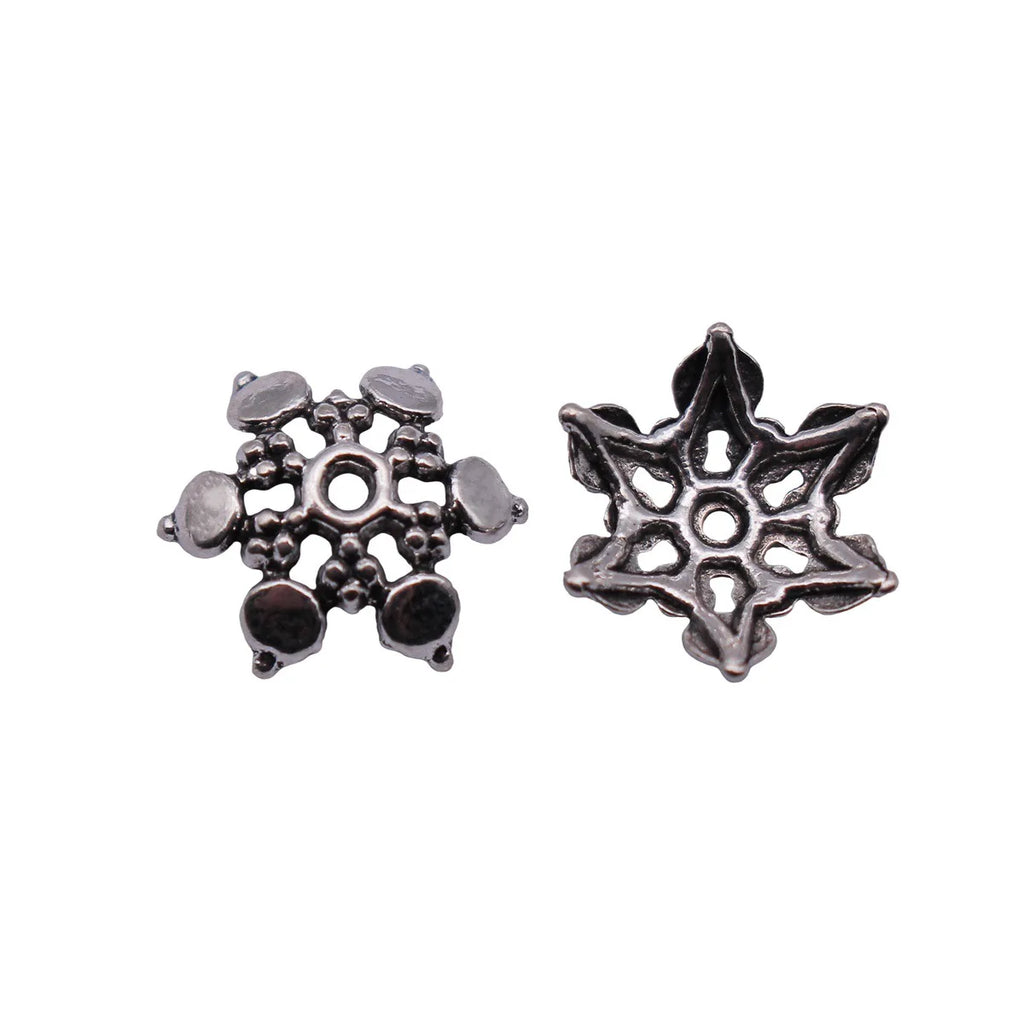 13x11x3.7mm 0.41g Antique Silver Tone Zinc Alloy Leaf Flower Bead Caps for DIY Bracelet Jewelry Making