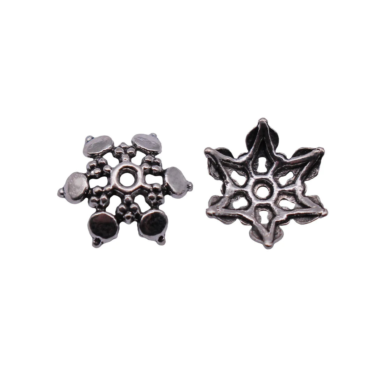 13x11x3.7mm 0.41g Antique Silver Tone Zinc Alloy Leaf Flower Bead Caps for DIY Bracelet Jewelry Making