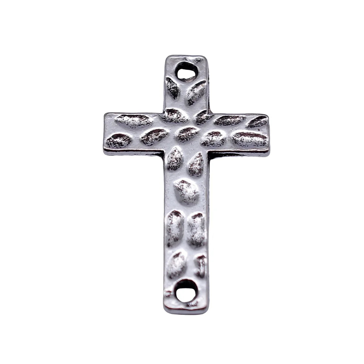 31x18mm 1.9g Antique Silver Zinc Alloy Hammered Cross Connector Charm for DIY Bracelet Necklace