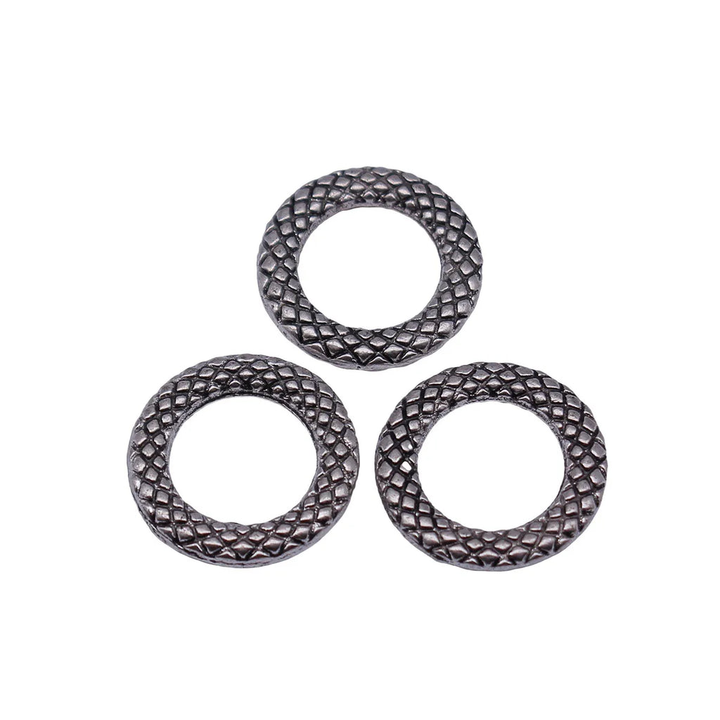 14x14x2mm 0.89g Antique Silver Zinc Alloy Scale Texture Round Ring Connector Charm for DIY Jewelry