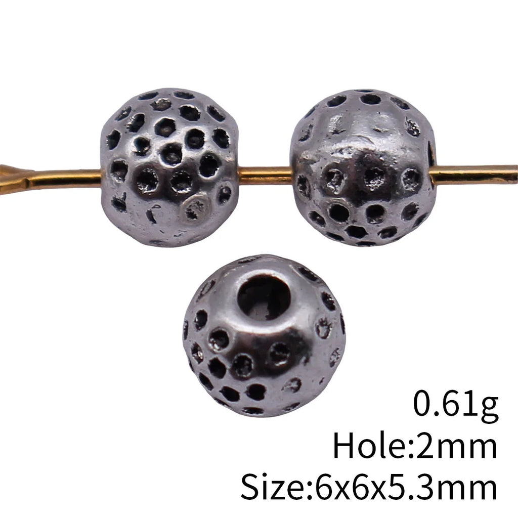 6x6x5.3mm 0.61g Antique Silver Zinc Alloy Dotted Texture Spacer Beads for DIY Bracelet Jewelry Making