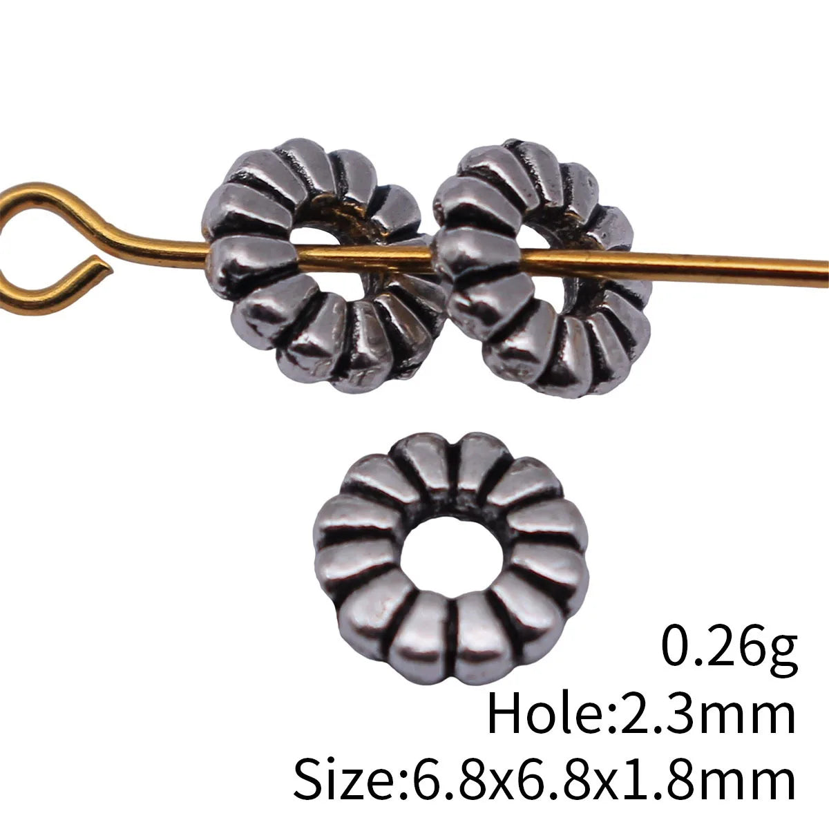 6.8x6.8x1.8mm 0.26g Multicolor Zinc Alloy Round Spacer Beads for DIY Bracelet Necklace Jewelry Making