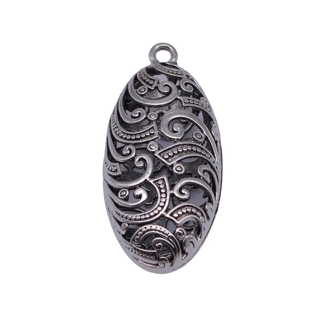 45x20x13mm 7.1g Antique Silver Zinc Alloy Hollow Wavy Oval Sphere Charm Pendant for DIY Necklace Making