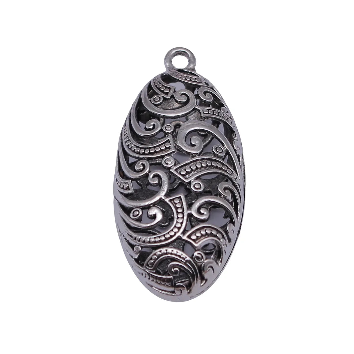 45x20x13mm 7.1g Antique Silver Zinc Alloy Hollow Wavy Oval Sphere Charm Pendant for DIY Necklace Making