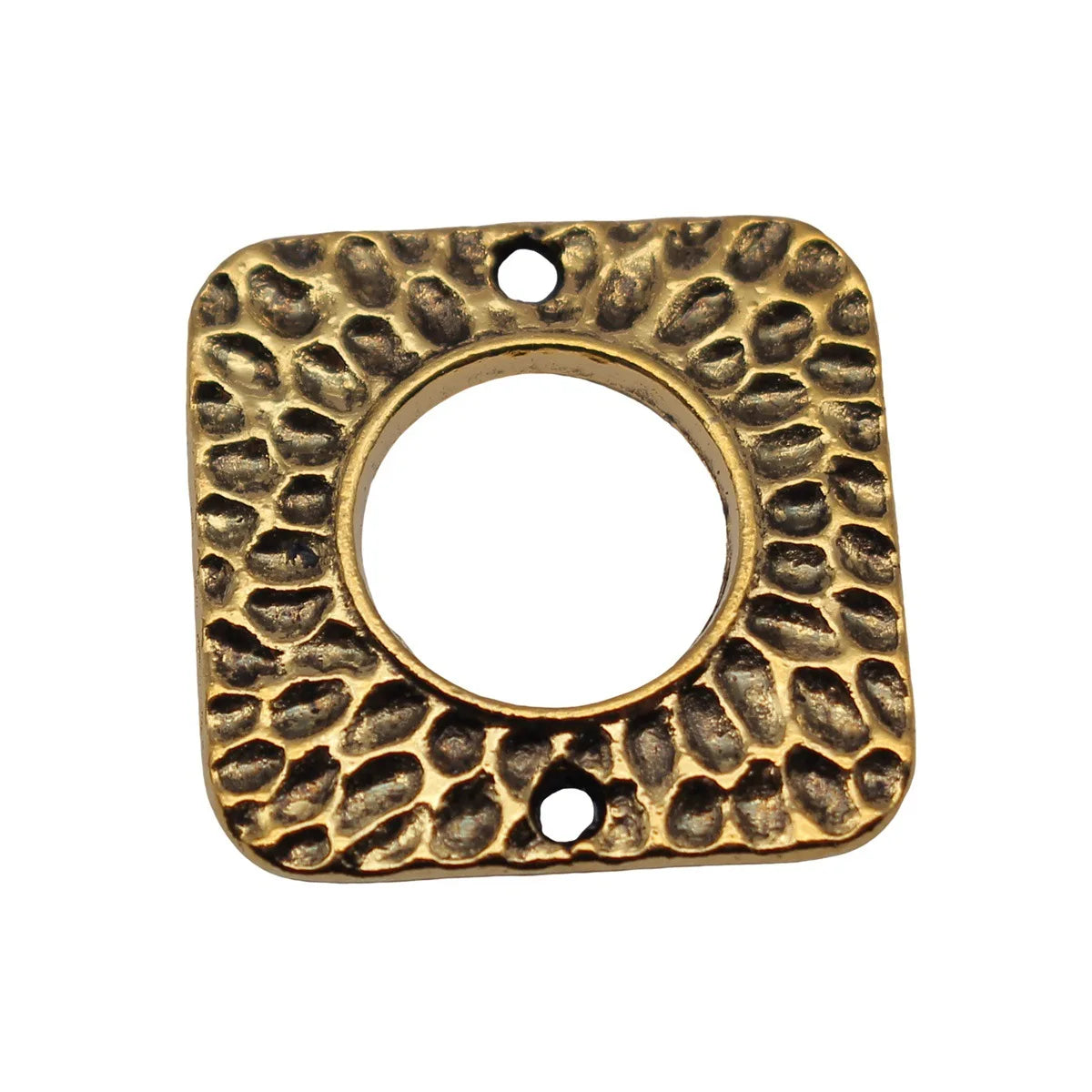 18x18mm 2.1g Antique Gold Zinc Alloy Hammered Square Round Connector Charm for DIY Earrings Making