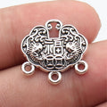 20x20mm 3.5g Antique Silver Zinc Alloy Double Sided Fu Lock Connector Charm for DIY Bracelet Making