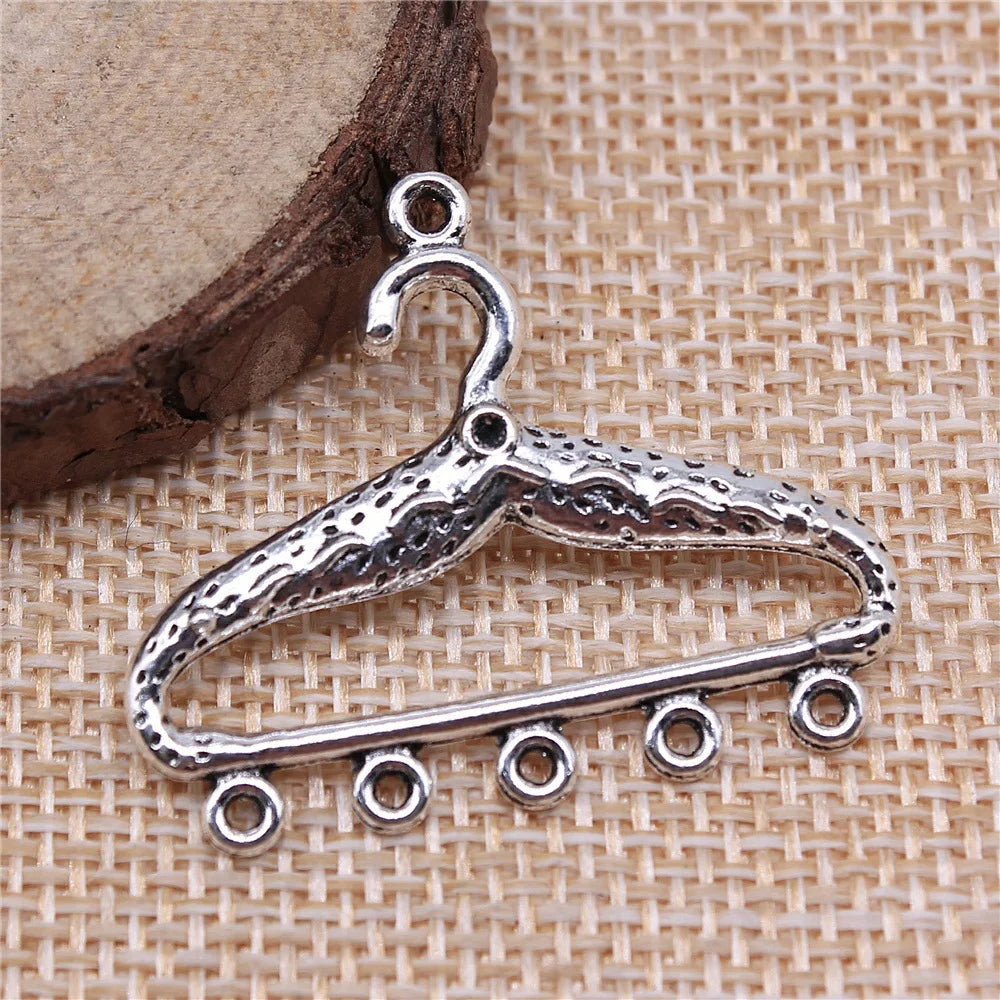29x35mm 2.8g Antique Silver Zinc Alloy Clothes Hanger Connector Charm for DIY Earring Jewelry Making