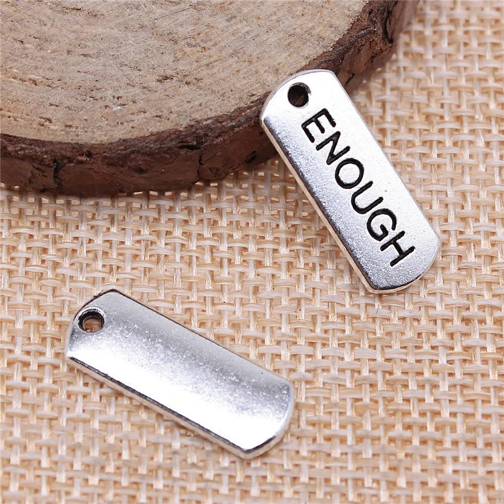 21x8mm 1.8g Multicolor Zinc Alloy ENOUGH Charm Pendant for DIY Necklace Bracelet Jewelry Making