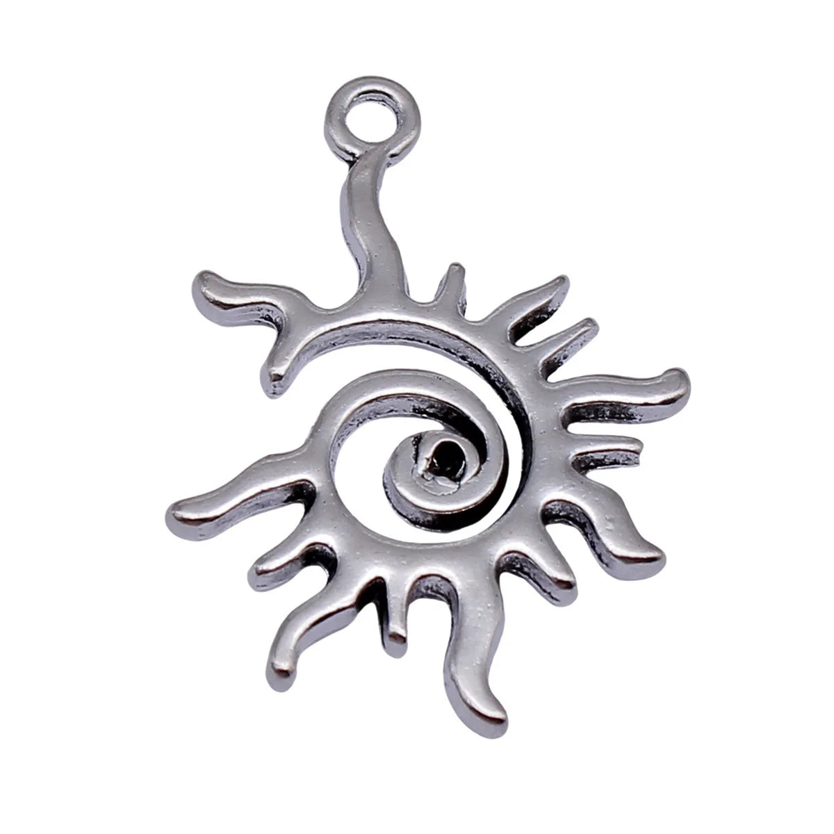 35x25mm 3.9g Antique Silver Zinc Alloy Swirl Sun Charm Pendant for DIY Necklace and Bracelet Making