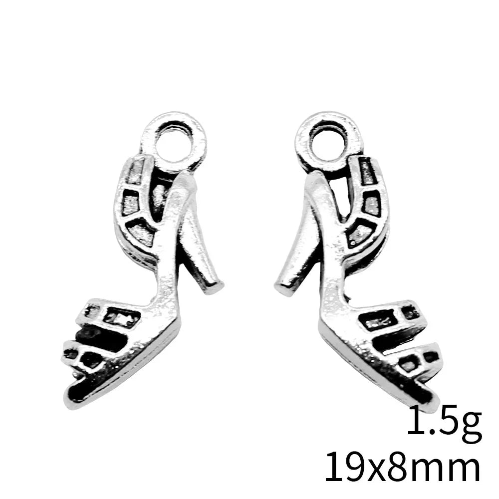 19x8mm 1.5g Antique Silver Zinc Alloy Ladies Sandal Charm Pendant for DIY Necklace Bracelet Making