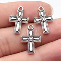 21x14mm 1.6g Antique Silver Zinc Alloy Cross Charm Pendant for DIY Religious Necklace Bracelet