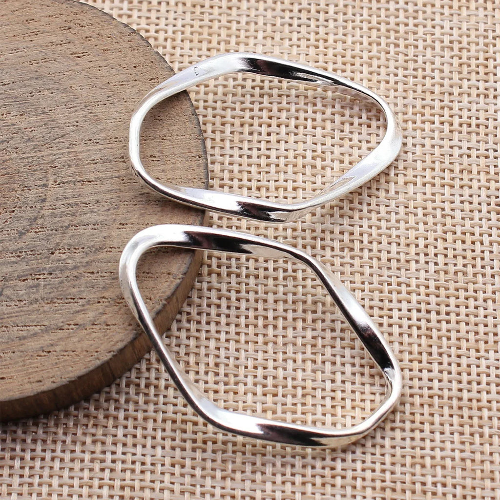 42x28mm 2.9g Multicolor zinc alloy irregular hollow twisted geometric oval ring charm pendant for jewelry making