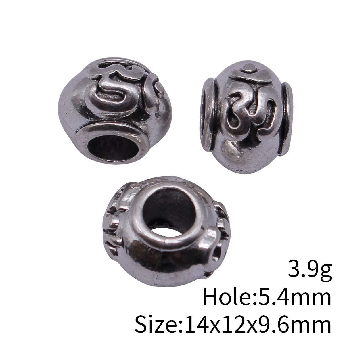 14x12x9.6mm 3.9g Antique Silver Zinc Alloy OM Symbol Spacer Beads for DIY Bracelet Jewelry Making