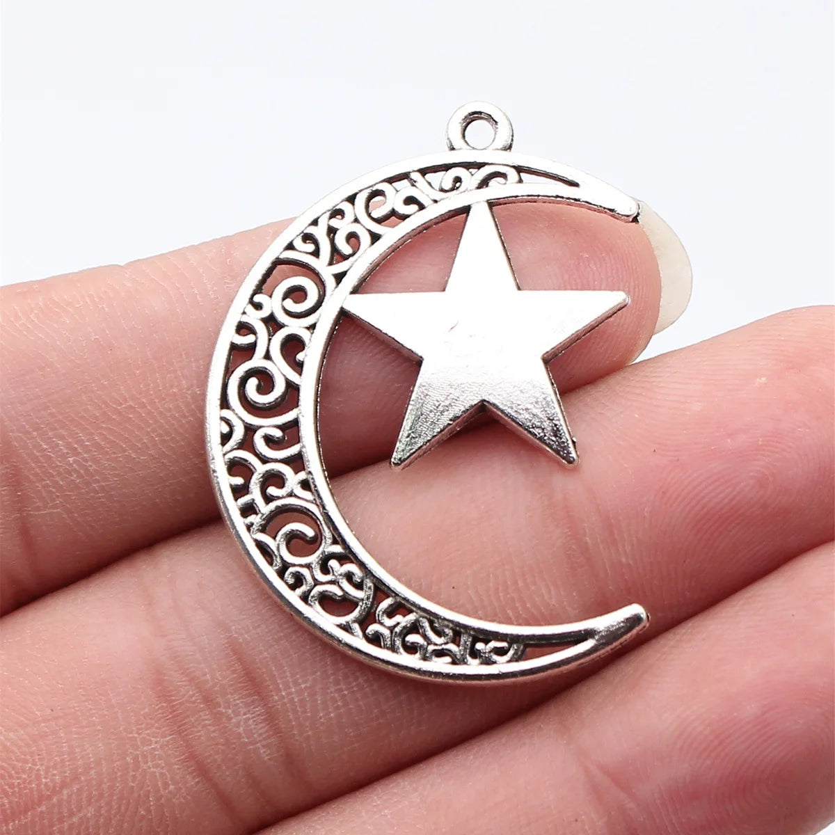40x30mm 4.3g Antique Silver Zinc Alloy Moon Star Charm Pendant for DIY Necklace Bracelet Making