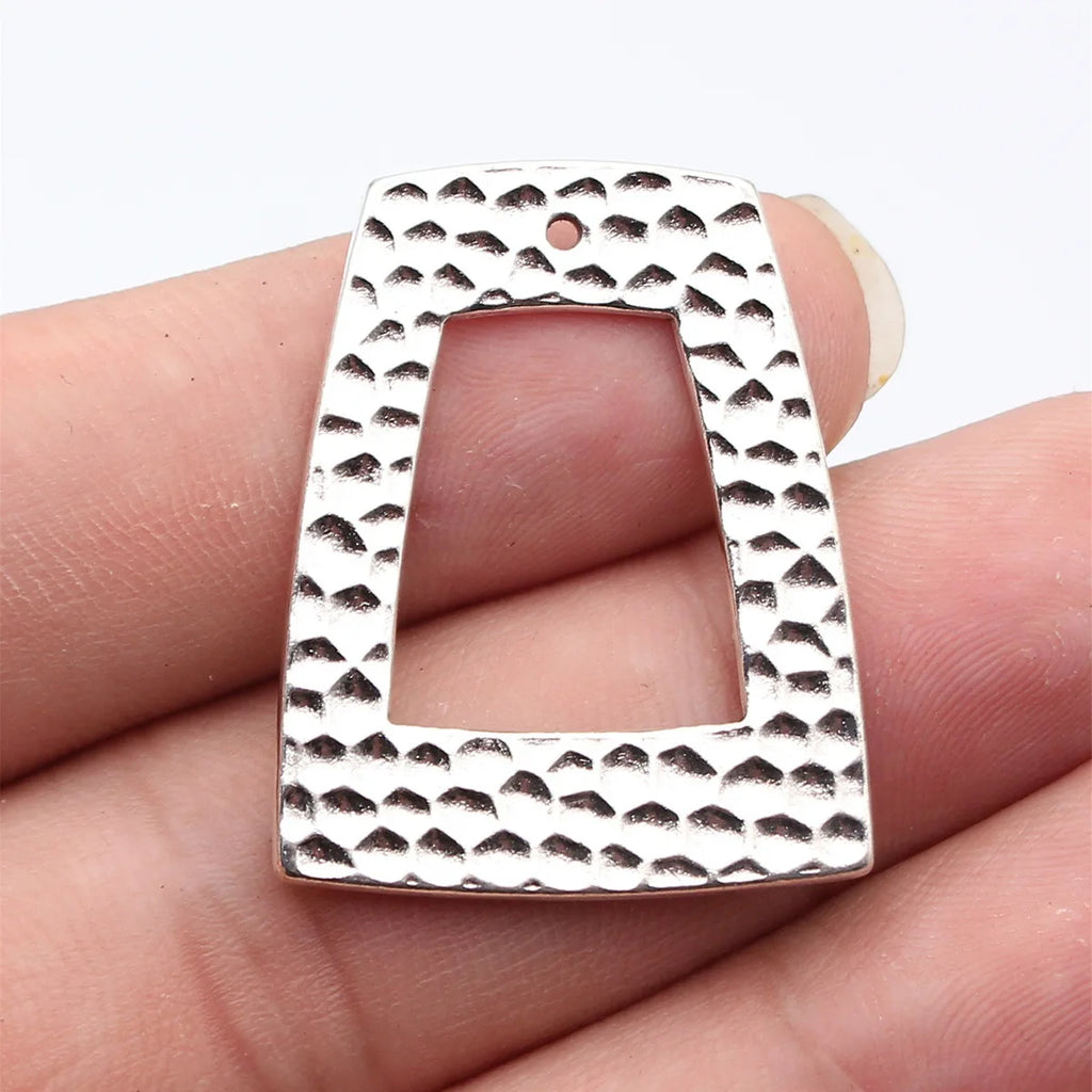 35x28mm 5.7g Multicolor Zinc Alloy Hollow Hammered Trapezoid Geometric Charm Pendant for DIY Earrings