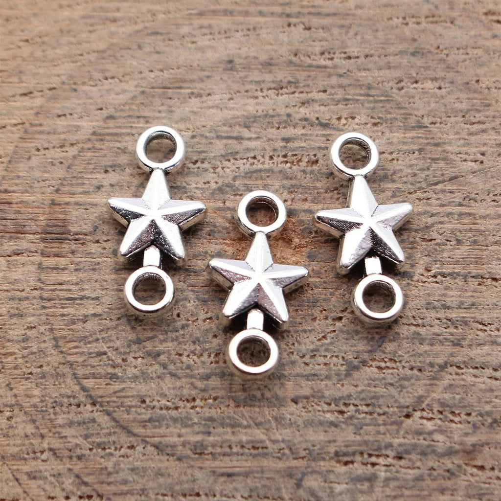 14x7.2mm 0.43g Multicolor Zinc Alloy Five-Point Star Connector Charm for DIY Bracelet Jewelry