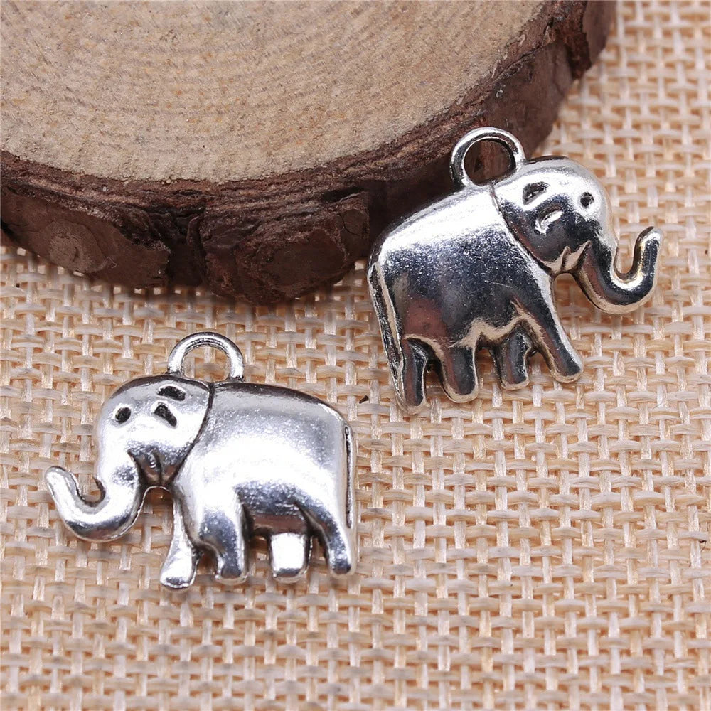 20x18mm 3.7g Antique Silver Zinc Alloy Elephant Charm Pendant for DIY Necklace Bracelet Jewelry