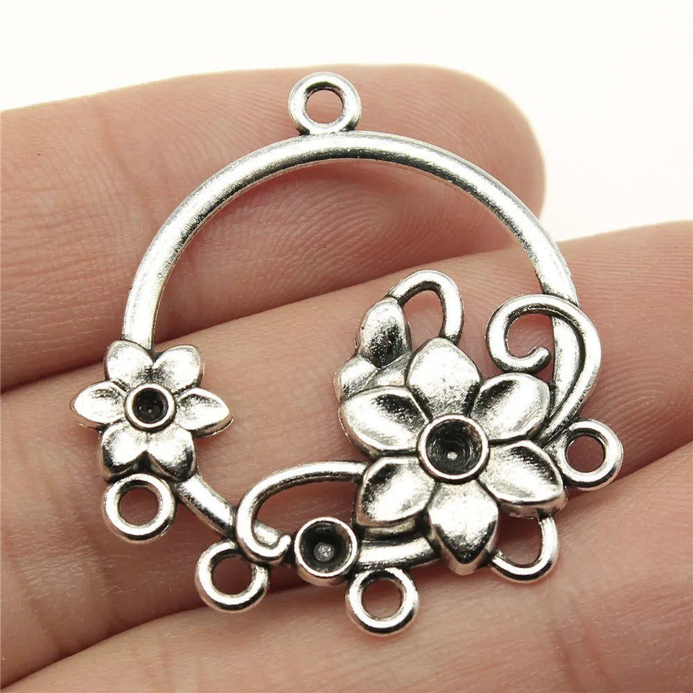 35x32mm 2.7g Multicolor Zinc Alloy Flower Connector Charm for DIY Earrings Jewelry Making