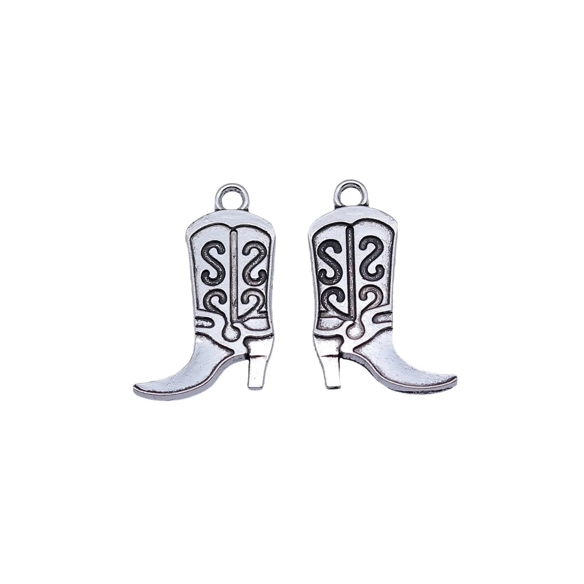 25x16mm 1.7g Antique Silver Zinc Alloy Western Cowboy Boot Charm Pendant for DIY Necklace Bracelet Jewelry