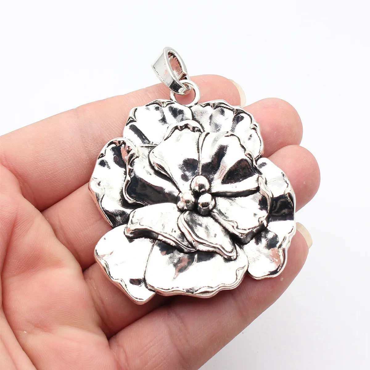 76x60mm 30g Antique Silver Zinc Alloy Large Flower Charm Pendant for DIY Statement Necklace Making