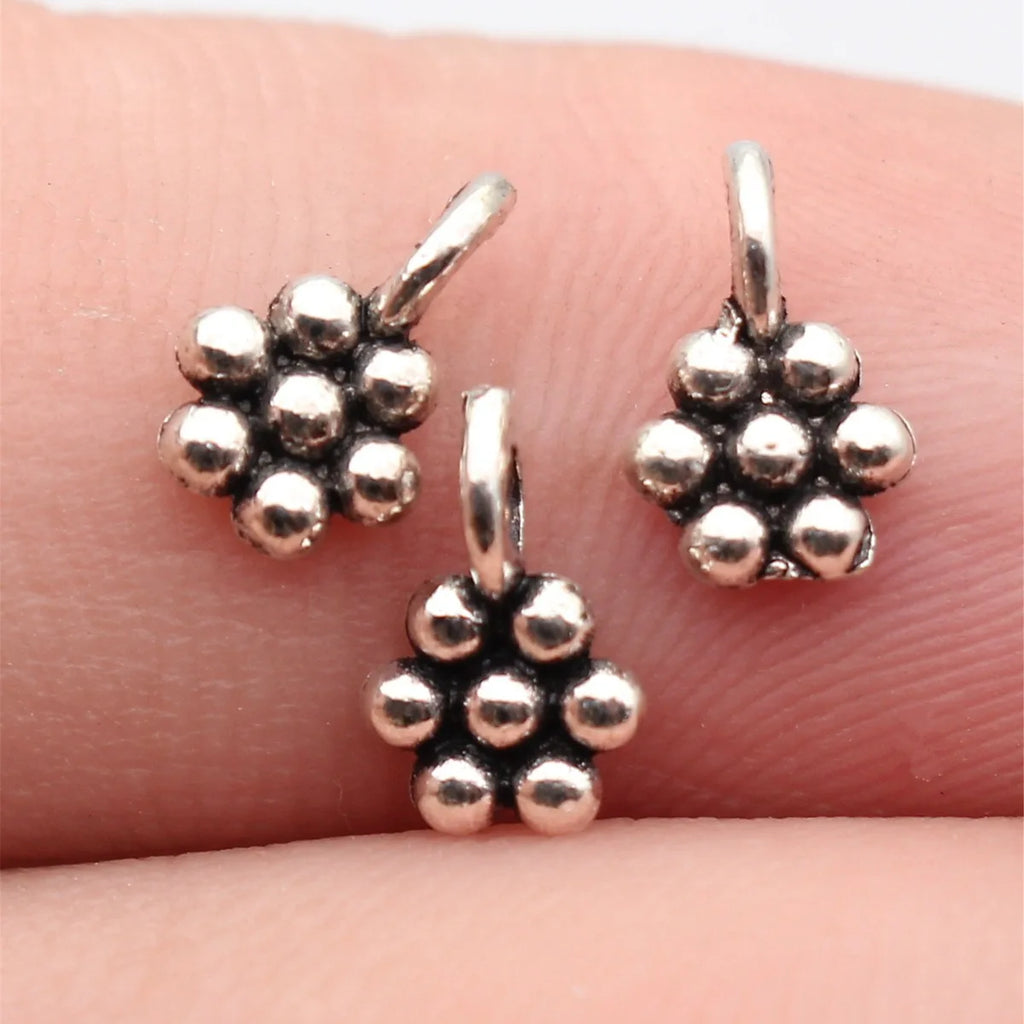 8.9x5.8mm 0.21g Multicolor Zinc Alloy Raised Dot Flower Charm Pendant for DIY Bracelet Necklace Making