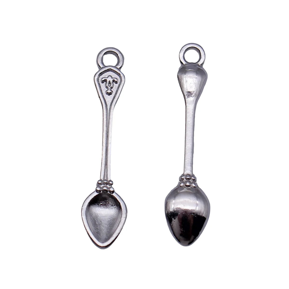 31x6.9mm 0.9g White K Color Zinc Alloy Spoon charm pendant for DIY necklace bracelet jewelry making