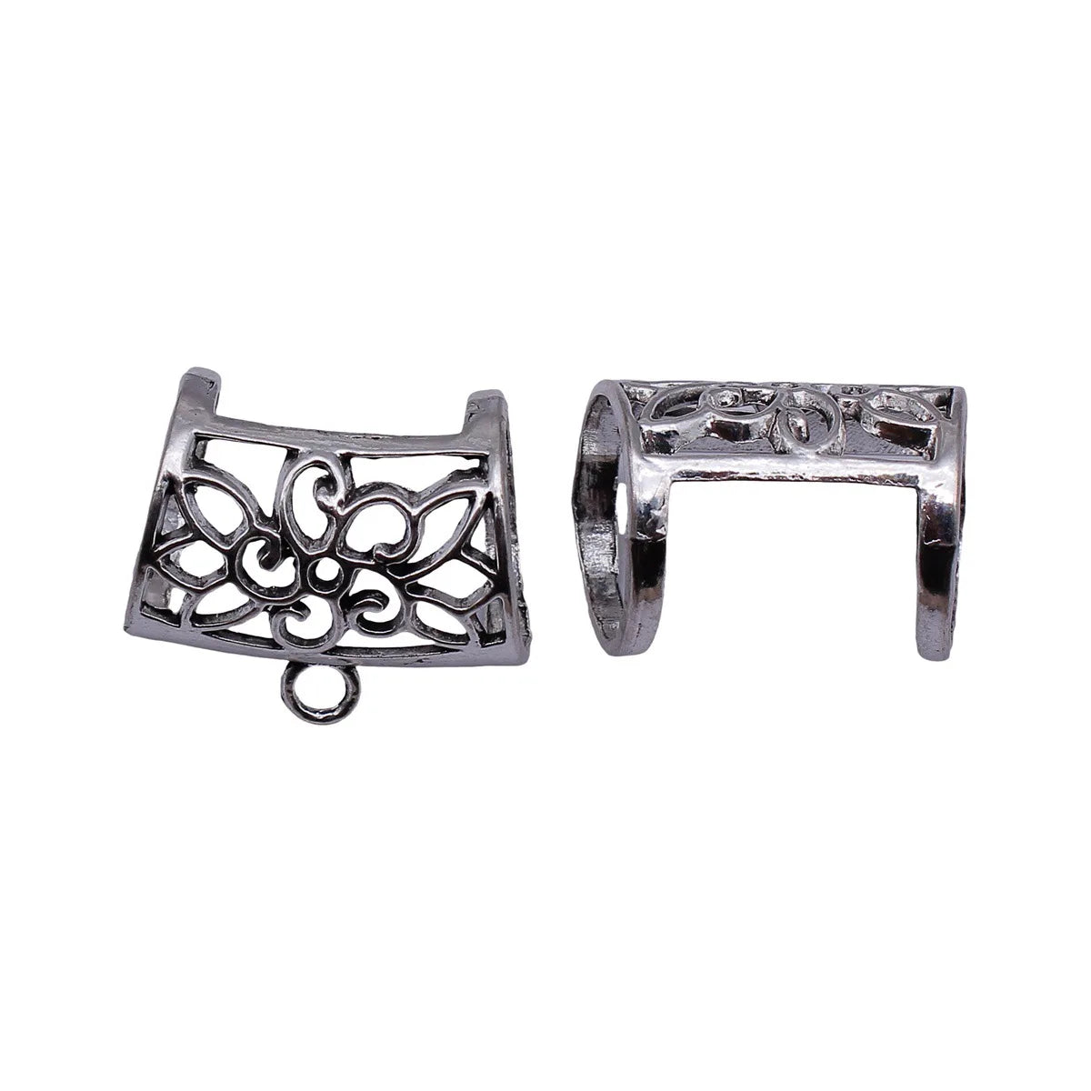 33x28x22mm 5.8g Antique Silver Zinc Alloy Hollow Floral Scarf Buckle Jewelry Findings for DIY Accessories