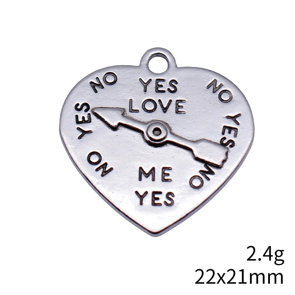 22x21mm 2.4g Antique Silver Zinc Alloy LOVE YES NO Game Wheel Charm Pendant for DIY Necklace Jewelry