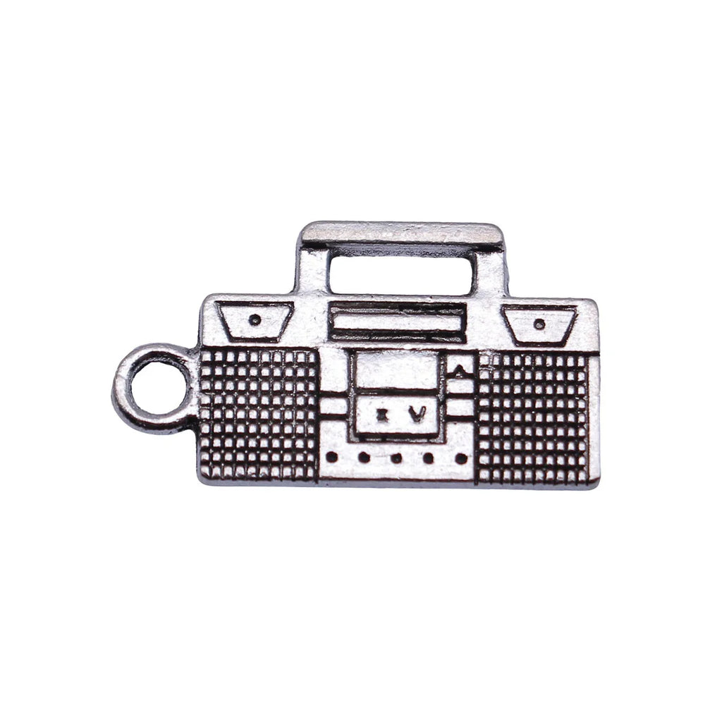 23x13mm 1.8g Antique Silver Zinc Alloy Cassette Recorder Charm Pendant for DIY Jewelry Making