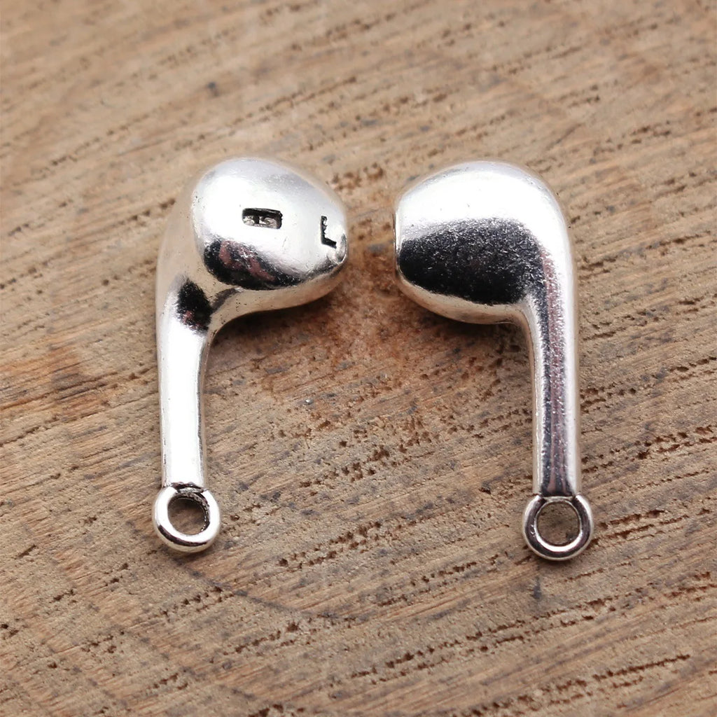21x8.5x5.9mm 2g Antique Silver Zinc Alloy Headphone Charm Pendant for DIY Necklace Bracelet Making