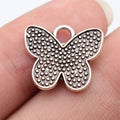 19x16mm 1.7g Antique Silver Zinc Alloy Dotted Butterfly Charm Pendant for DIY Jewelry Making